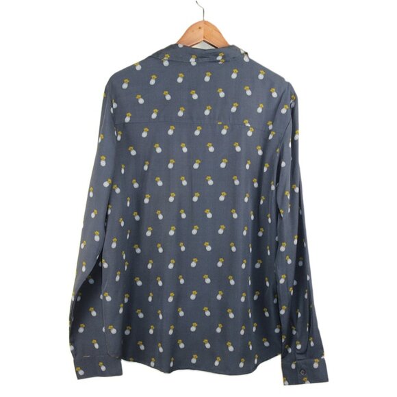 ASOS Brave Soul Pineapple-Print Button-Up Shirt in Navy - Picture 4 of 8